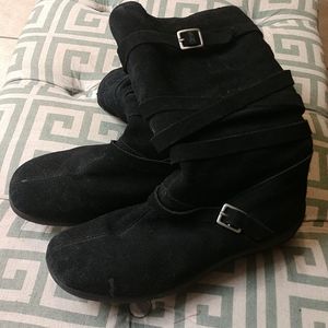 Suede strappy boots, Size 8